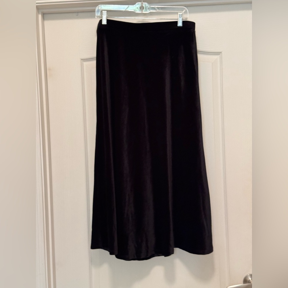 Stretch velvet tea length skirt